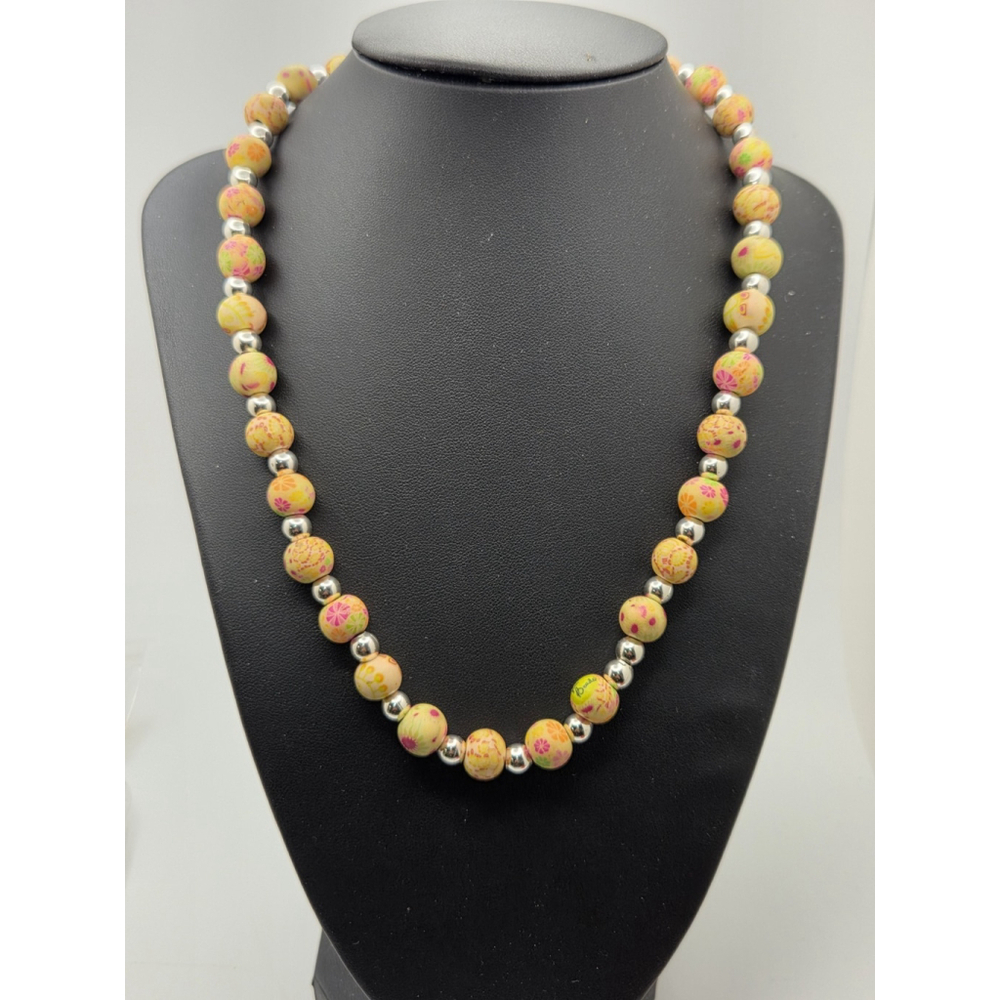 Viva Clay Beads Necklace Elasticated Nature Yellow